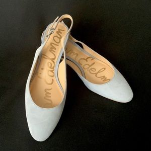 Sam Edelman Dusty Blue Suede Slingbacks